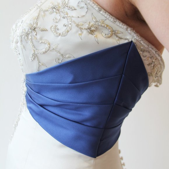 Alfred Angelo Sapphire Blue Empire Waist Wedding Dress size 10 - Picture 2 of 10